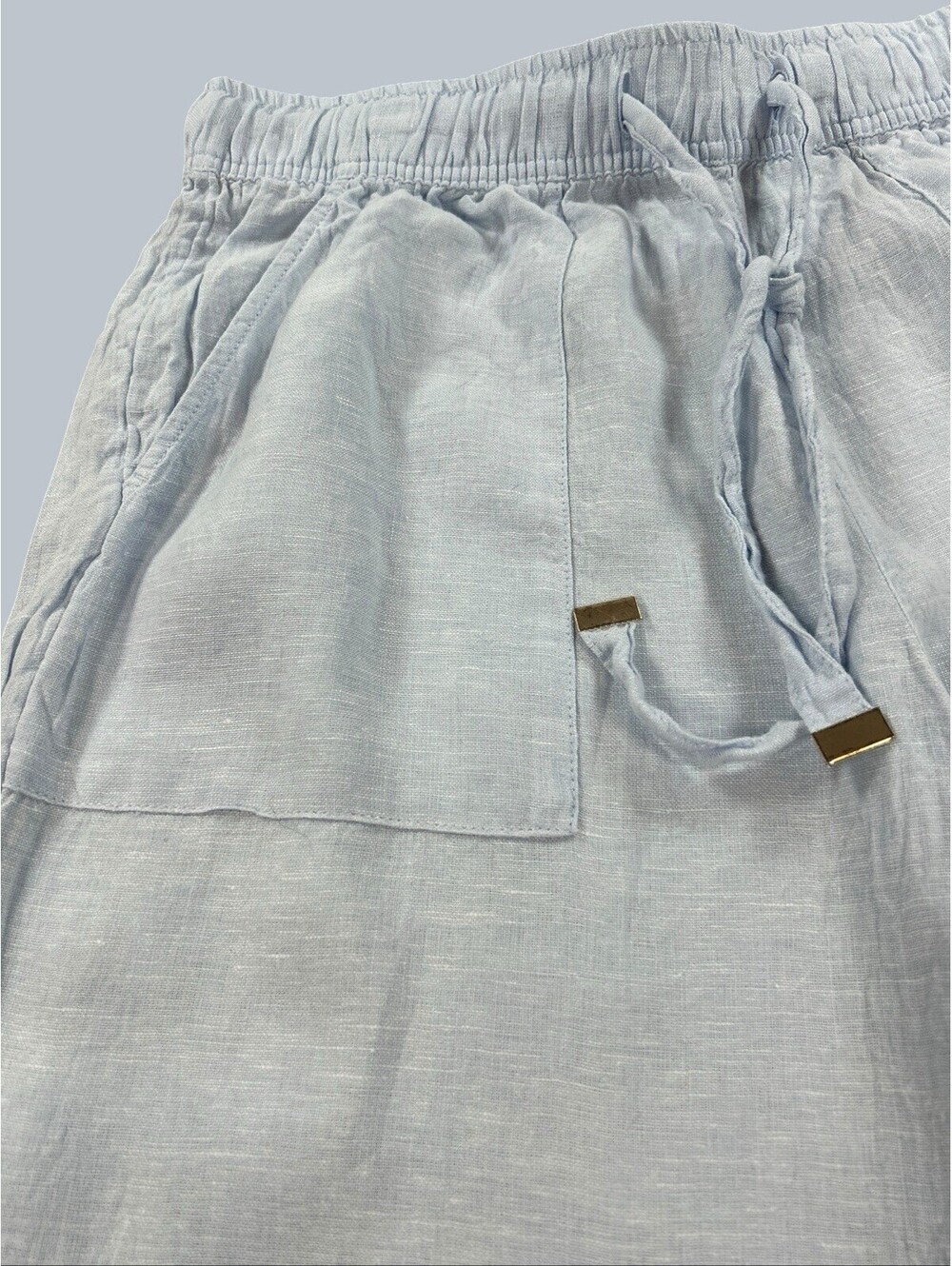Joie M Pastel Blue 100% Linen Wide Leg Pull-on Cropped Pants Beach Coastal Resor - Picture 8 of 14